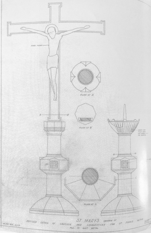 Sketches by Goodhart-Rendell (note that these candlesticks were designed for St John's altar).